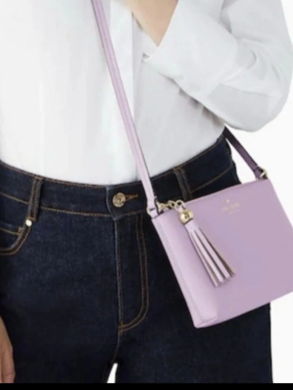 Kate Spade New York Ivy Street Amy Smooth Leather Crossbody Bag Lilac Moon $198 - Picture 2 of 8